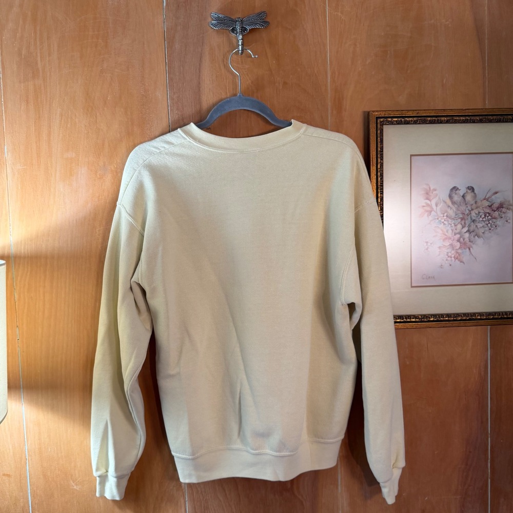 Vintage Arizona Embroidered Feather Crewneck‎ Sweatshirt Cream Yellow Womens XL - Picture 4 of 7